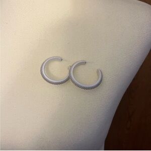 Jcrew White w/ Gold Beads Hoop Earrings